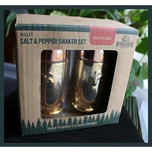 Rivers Edge hand-painted ceramic Bullet salt & pepper shakers - new in box